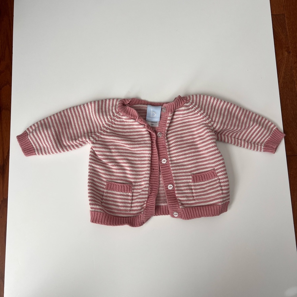 Bella Bliss Pink and White Striped Cardigan size 18 months
